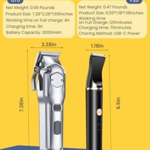 oneisall Dog Clippers Low Noise, 2-Speed Quiet Dog Grooming Kit Rechargeable Cordless Pet Hair Clipper Trimmer Shaver for Small and Large Dogs Cats Animals (Gold)