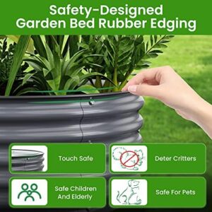 Round Raised Garden Beds, 42”x42”x17”Outdoor Galvanized Garden Planter Box for Vegetable Fruits Flower Herb (Deep Grey)