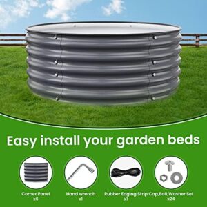 Round Raised Garden Beds, 42”x42”x17”Outdoor Galvanized Garden Planter Box for Vegetable Fruits Flower Herb (Deep Grey)