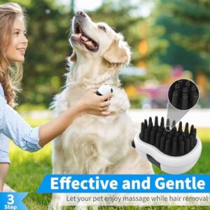 Comotech 3-in-1 Dog Grooming Brush | Adjustable Handle Shampoo Brush & Scrubber for Short & Long Haired Dogs & Cats (Blue)