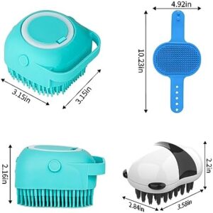 Comotech 3-in-1 Dog Grooming Brush | Adjustable Handle Shampoo Brush & Scrubber for Short & Long Haired Dogs & Cats (Blue)